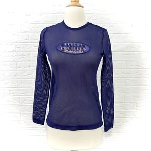 VINTAGE Harley-Davidson 1999 Royal Long Sleeve Mesh Sheer Top Size XS